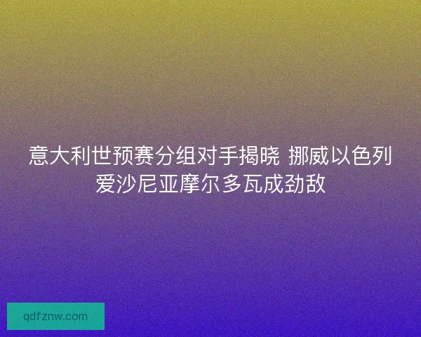 意大利世预赛分组对手揭晓 挪威以色列爱沙尼亚摩尔多瓦成劲敌
